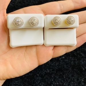 Sterling Silver Circle simulated diamond earrings